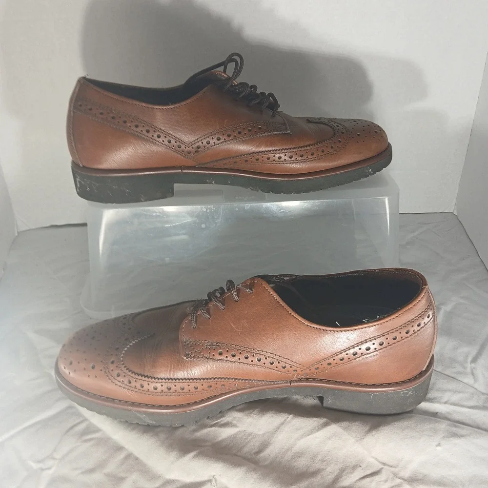 Dexter Mens Brown Leather Waterproof Wingtip Oxford Dress Shoes Made in USA 9.5M